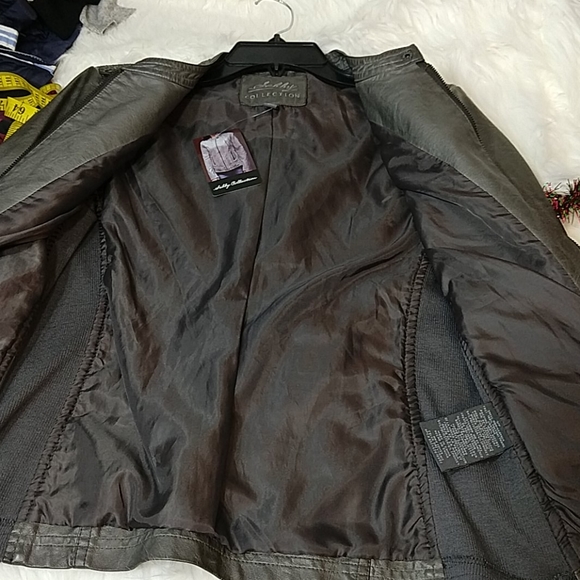 Sebby Collection Gray Faux Leather Moto Jacket - Picture 7 of 10